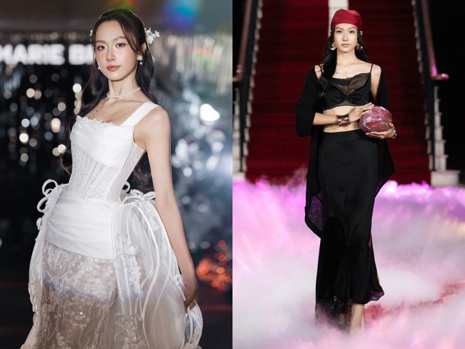 Vũ Mỹ Ngân biến hóa hình ảnh trên sàn diễn.