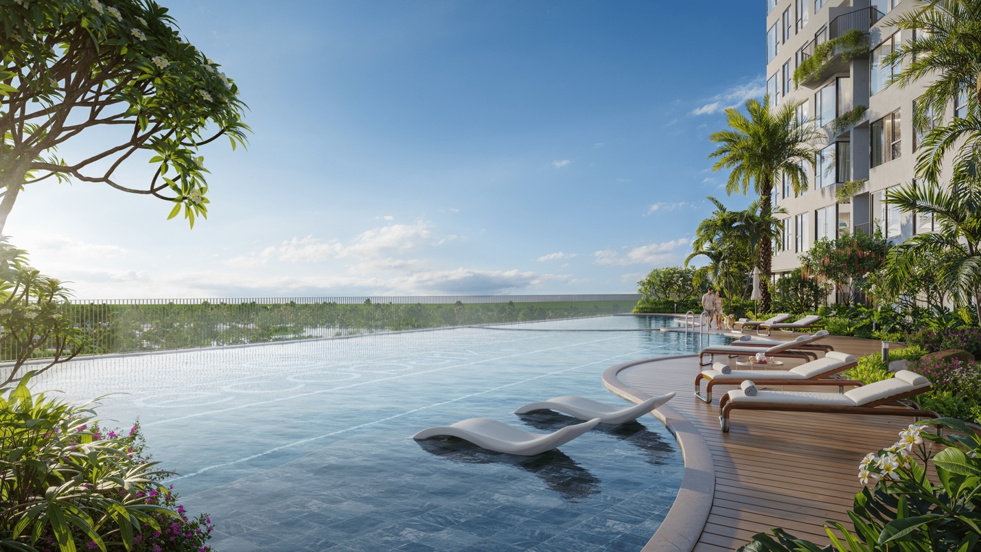 Bể bơi vô cực điện phân muối tại Forest Onsen