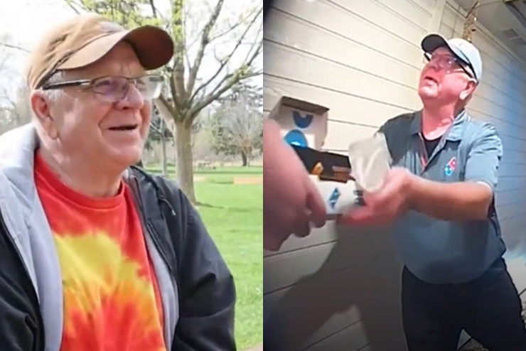 Shipper 68 tuổi nhiệt tình giao hàng cho khách. Ảnh: News