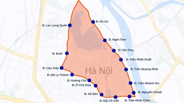 Chi tiết khu vực dự kiến cấm xe máy xăng theo khung giờ trong Vành đai 1 từ ngày 1/7/2026.