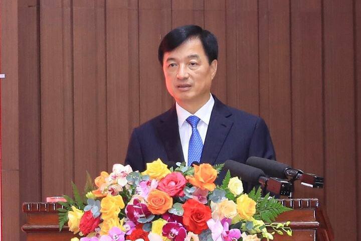 Trưởng ban Tổ chức Trung ương Nguyễn Duy Ngọc phát biểu tại hội nghị.