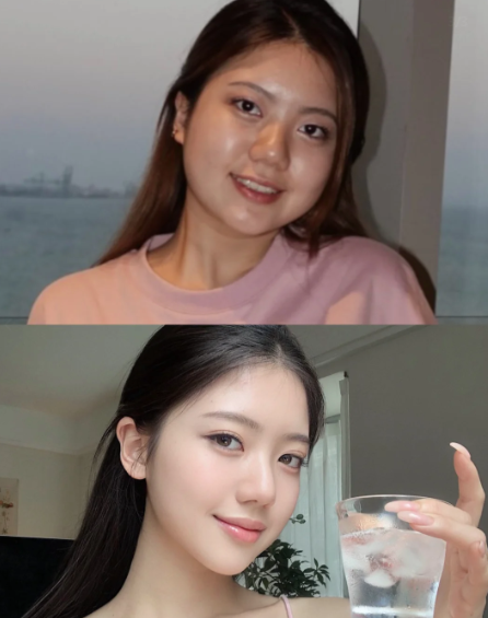 Sau giảm cân, gương mặt Susann thanh thoát, sắc nét hơn.