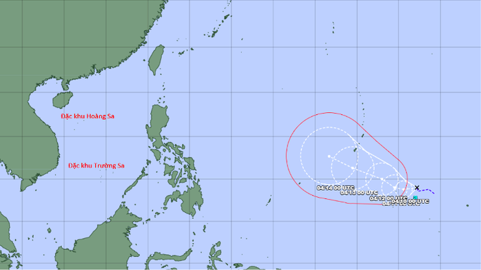 Dự báo đường đi áp thấp nhiệt đới có khả năng mạnh thành bão của cơ quan khí tượng Nhật Bản
