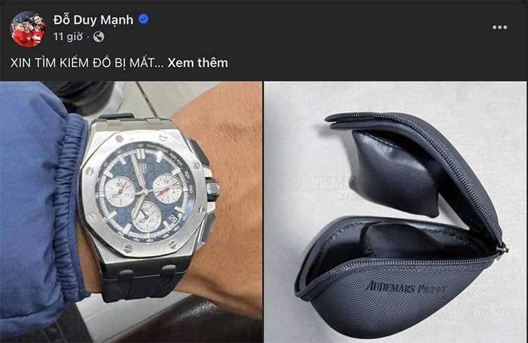Bài viết tìm đồng hồ tiền tỷ của Duy Mạnh.
