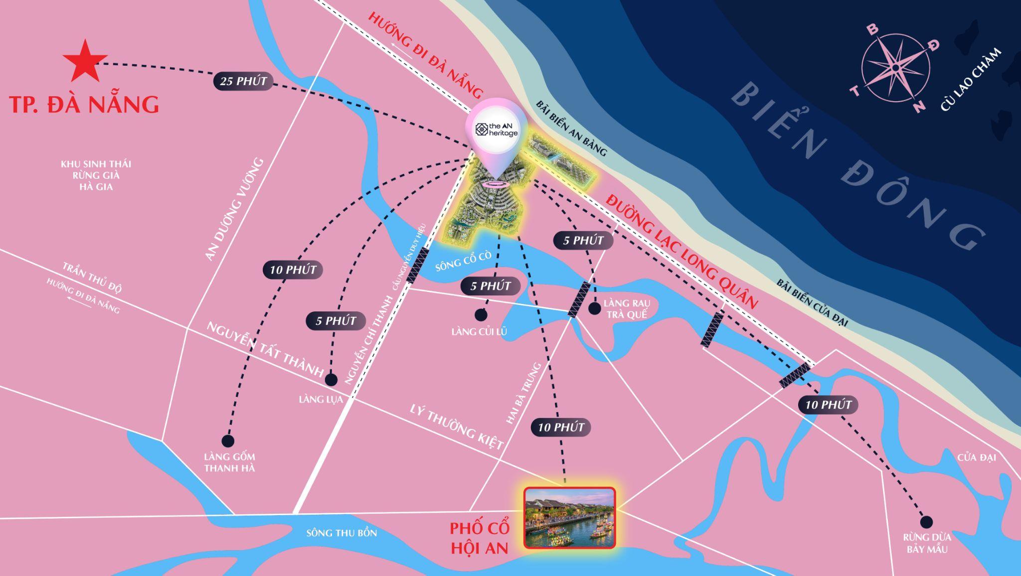 Khu đô thị The An Heritage nằm tại vị trí ven biển - mặt sông - kề Phố Cổ