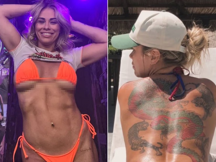 VanZant cởi áo tắm nắng, lộ ra hình xăm lớn ở lưng