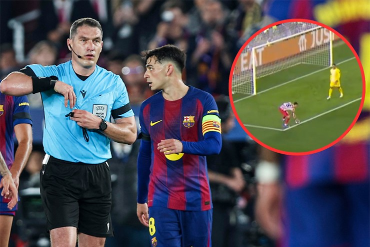 Trọng tài&nbsp;Kovacs không thổi phạt đền sau pha để bóng chạm tay rõ ràng của Pubill trong vòng cấm Atletico