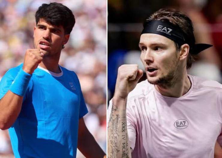 "Nhà vua" Alcaraz (bên trái) dĩ nhiên được đánh giá cao hơn 