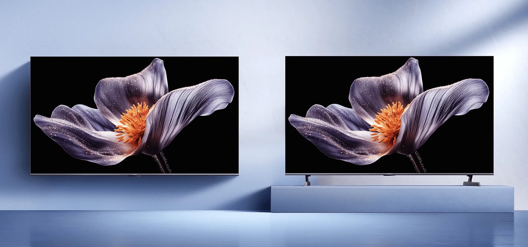 Chân đế, cạnh viền và hai cách lắp đặt TV.