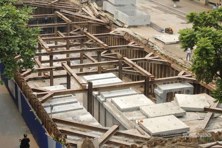 Nhiều hạng mục bê tông ngầm của công trình dần thành hình.