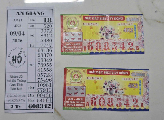 Giải độc đắc vé số An Giang cũng trúng tại tỉnh Tây Ninh. Ảnh: ĐLVS Hổ
