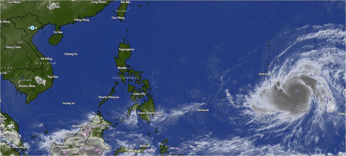 Hình ảnh vệ tinh của bão Sinlaku hoạt động trên khu vực Tây Bắc Thái Bình Dương