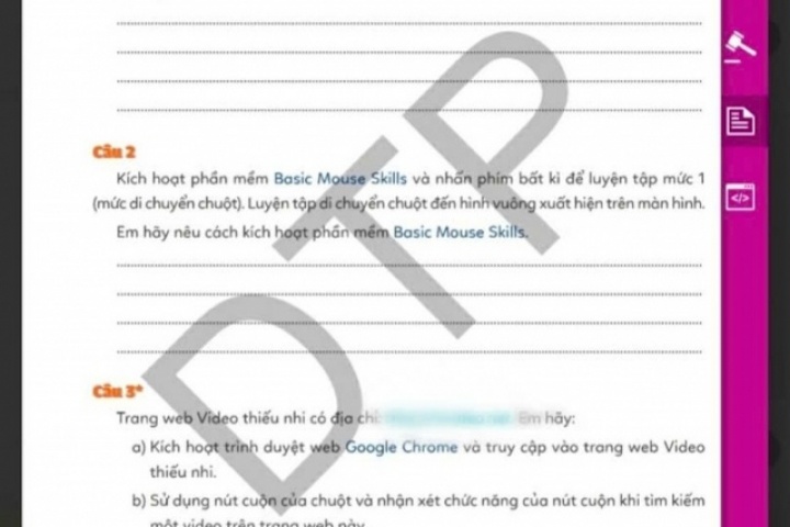 Sách bài tập tin học lớp 3 in 'website đen': Thu hồi, dừng phát hành