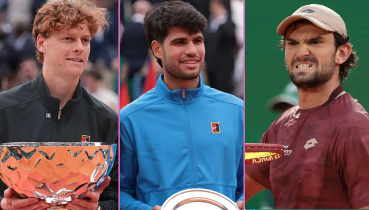 Sinner (bên trái) lấy vị trí số 1 của Alcaraz (giữa), Vacherot (bên phải) lên hạng cao nhất sự nghiệp
