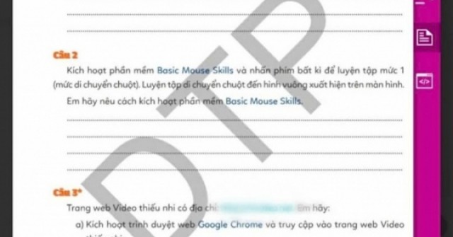Sách bài tập tin học lớp 3 in "website đen": Thu hồi, dừng phát hành