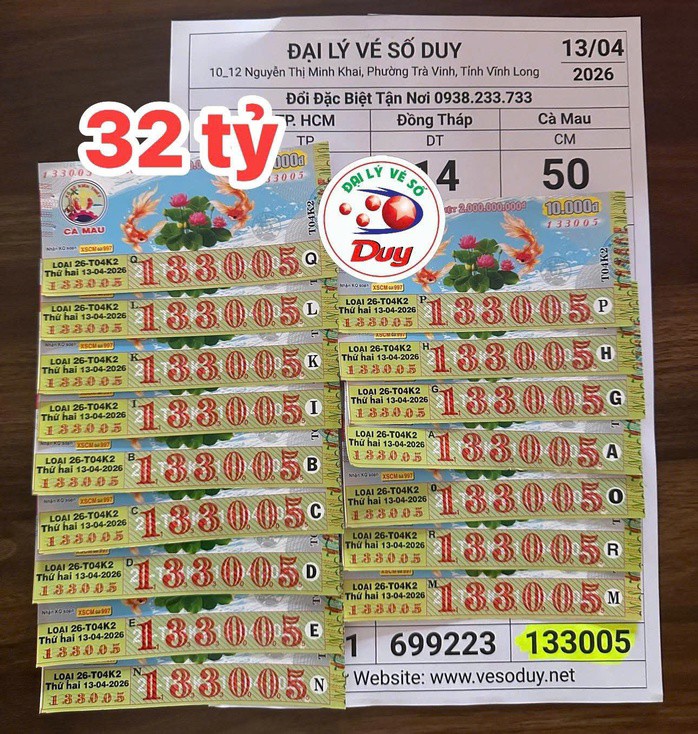 Giải độc đắc của vé số Cà Mau trúng tại tỉnh Vĩnh Long. Ảnh: ĐLVS Duy