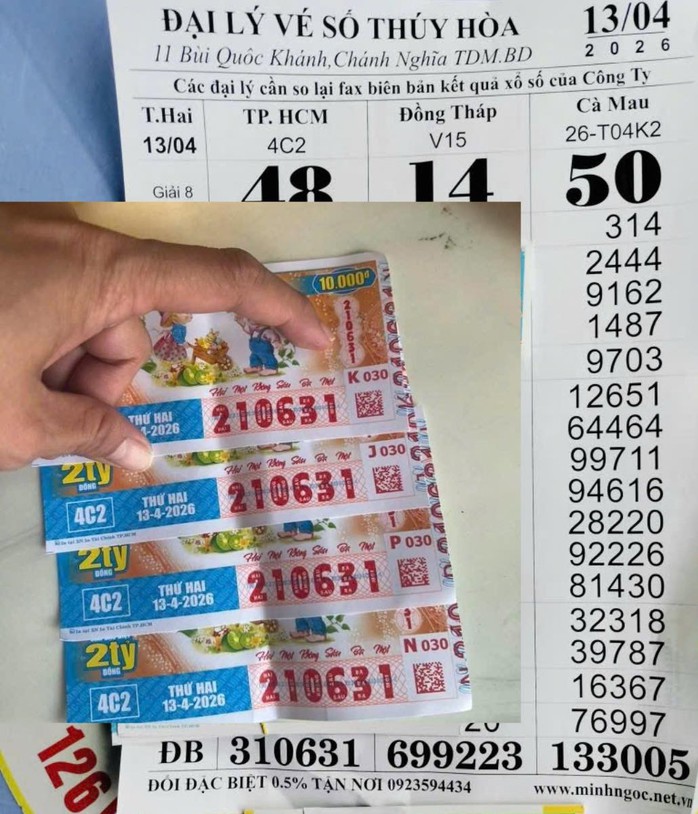 Giải an ủi của vé số TPHCM trúng tại TPHCM. Ảnh: ĐLVS Thúy Hòa