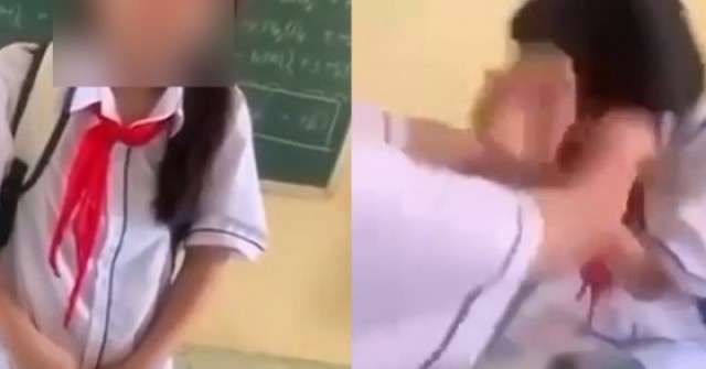 Nữ sinh ở Thanh Hóa bị nhóm bạn dùng ghế đánh vào đầu, bắt cởi áo giữa lớp