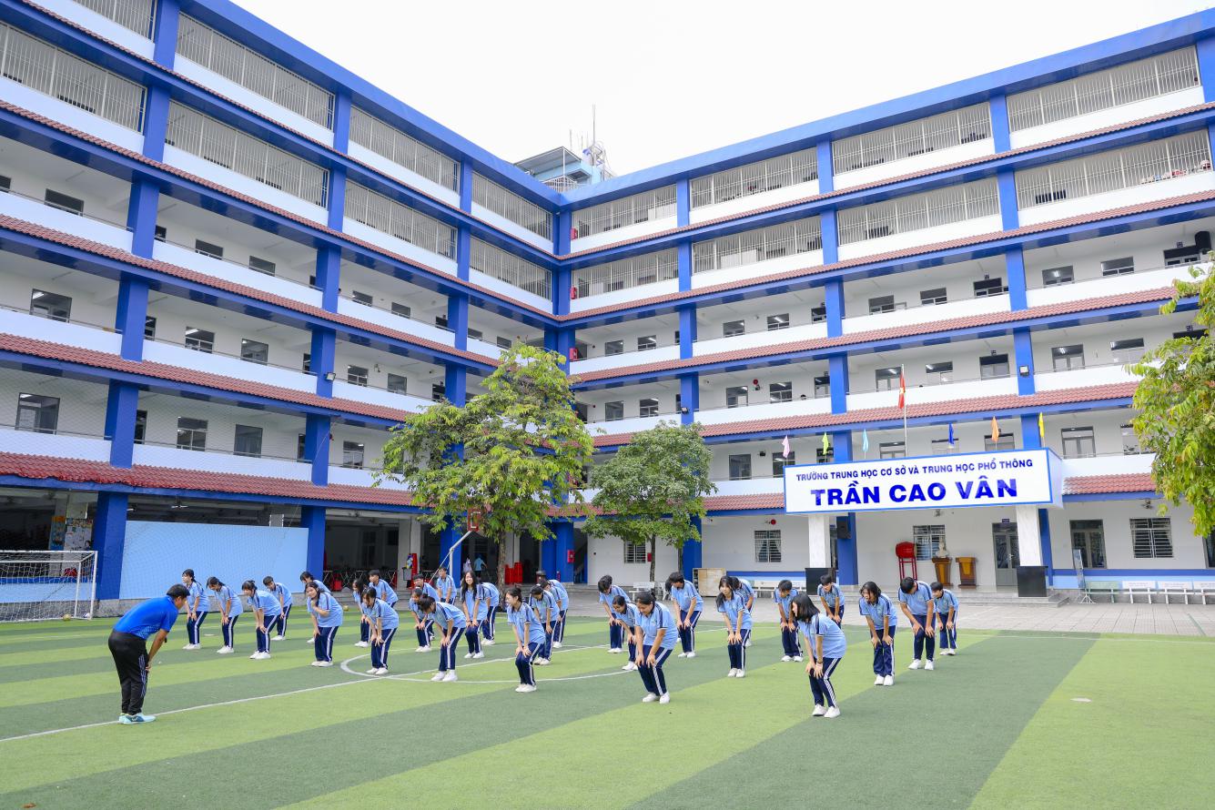 Tiết học Giáo dục thể chất của học sinh Trường THCS và THPT Trần Cao Vân tại cơ sở 5.