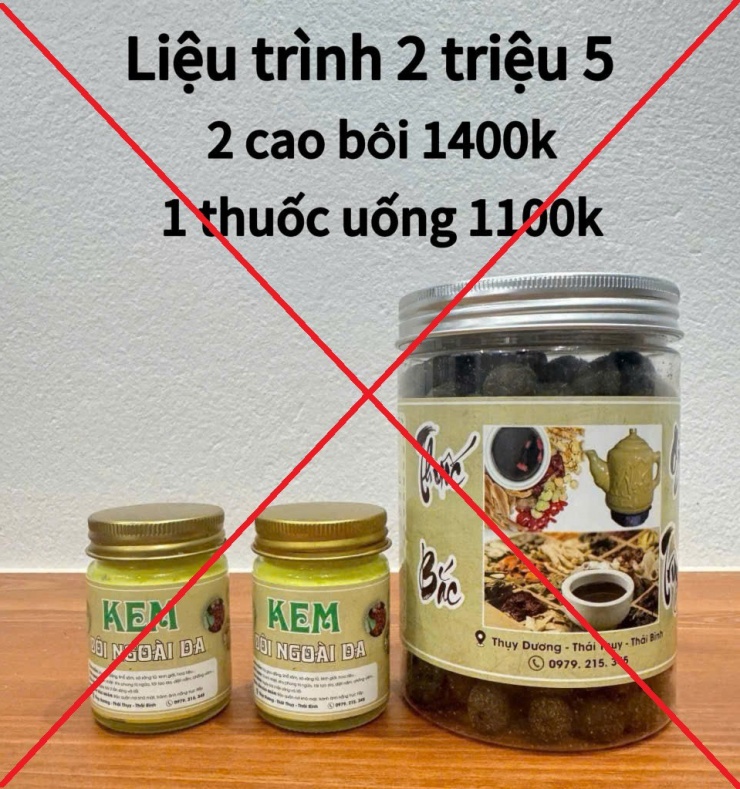 “Thuốc đông y” được các đối tượng bán, quảng cáo trên mạng. Ảnh: Cơ quan Công an.