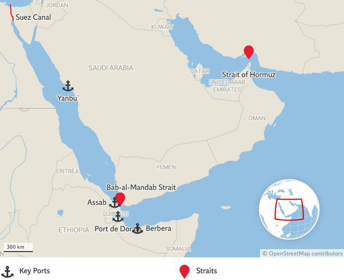 Nếu Bab al-Mandeb bị tê liệt cùng lúc với Hormuz, đó sẽ là thảm họa cho thương mại toàn cầu. Ảnh: Independent