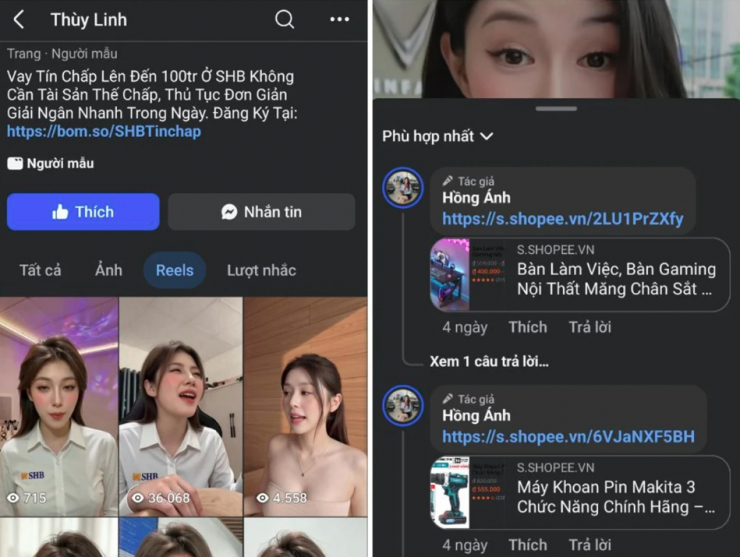 Đi kèm là những đường link quảng cáo, thậm chí mời gọi mở thẻ ngân hàng, giao dịch tài chính (Ảnh chụp màn hình)
