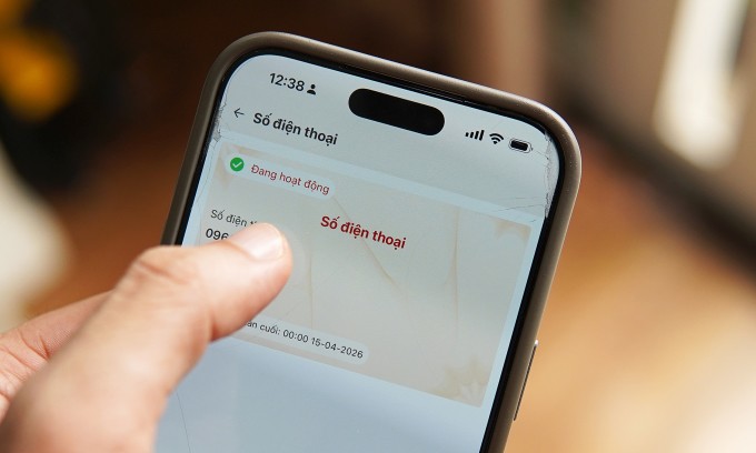 Giao diện hiển thị số điện thoại trên ứng dụng VNeID của một người dùng, sáng 16/4. Ảnh: Thanh Xuân - Lưu Quý