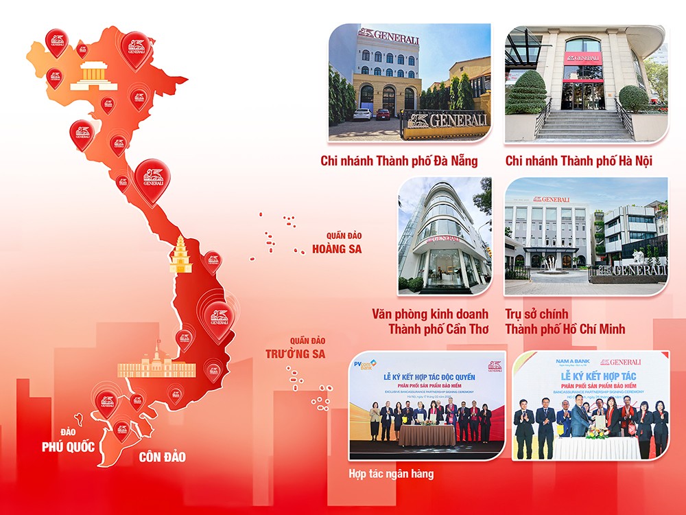Đến đầu năm 2026, Generali đã phát triển mạng lưới hoạt động rộng khắp toàn quốc