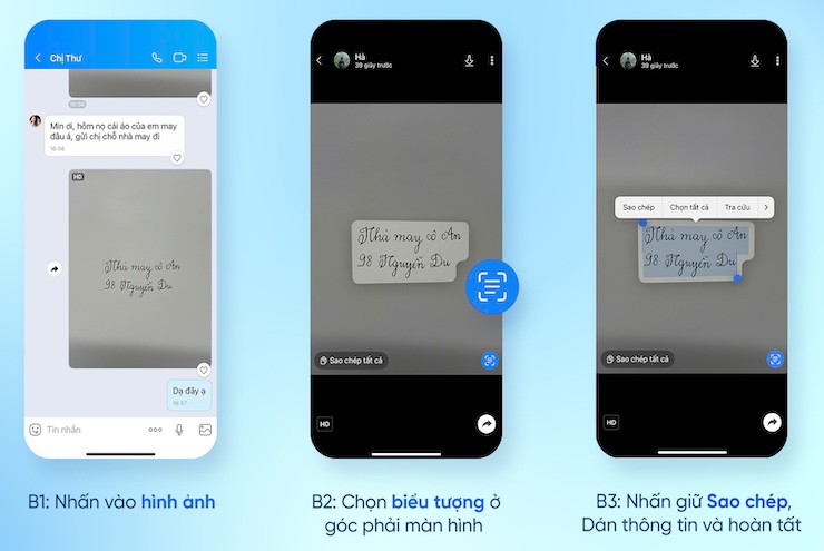 Cách sao chép chữ trong hình ảnh bằng Zalo - 1
