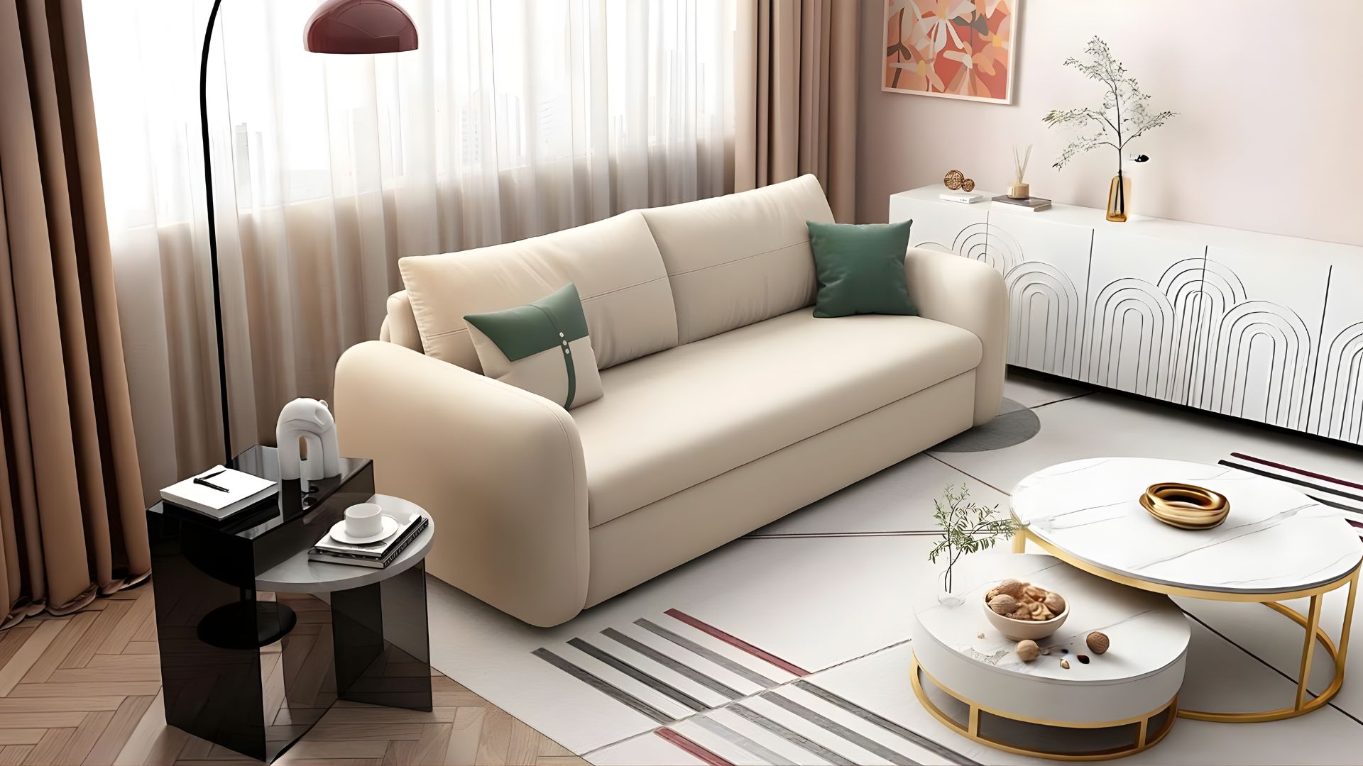 Sofa phòng khách kết hợp bàn trà hiện đại