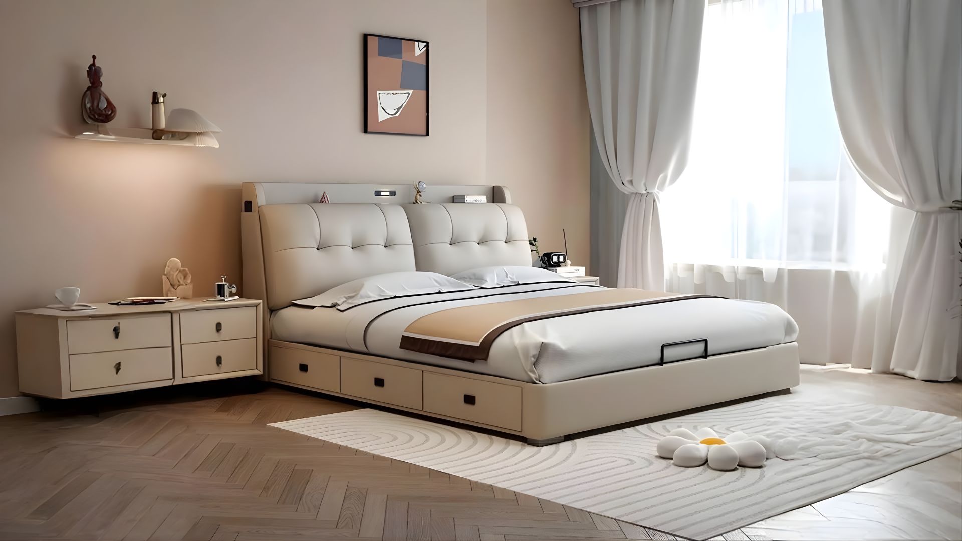 Giường ngủ cao cấp hiện đại tích hợp ngăn chứa đồ