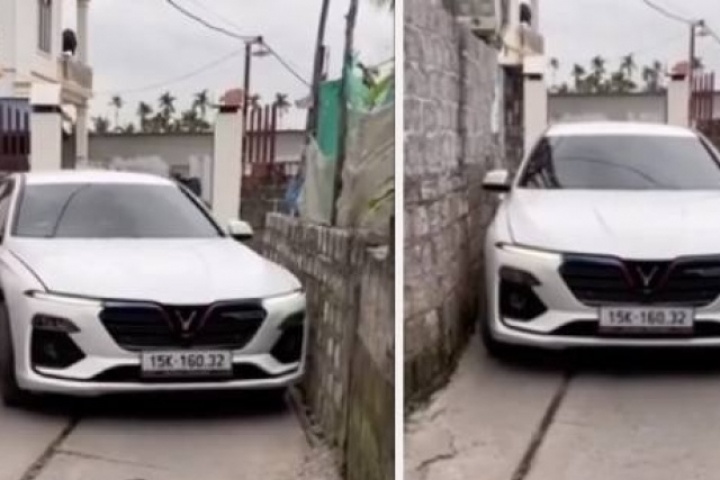 Tài xế xe VinFast Lux A luồn lách trong ngõ siêu hẹp khiến người xem trầm trồ