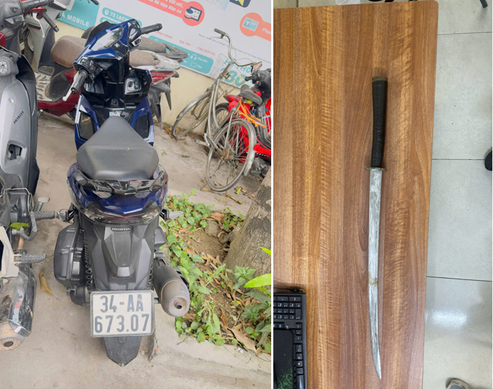 Tang vật và hung khí bị thu giữ.