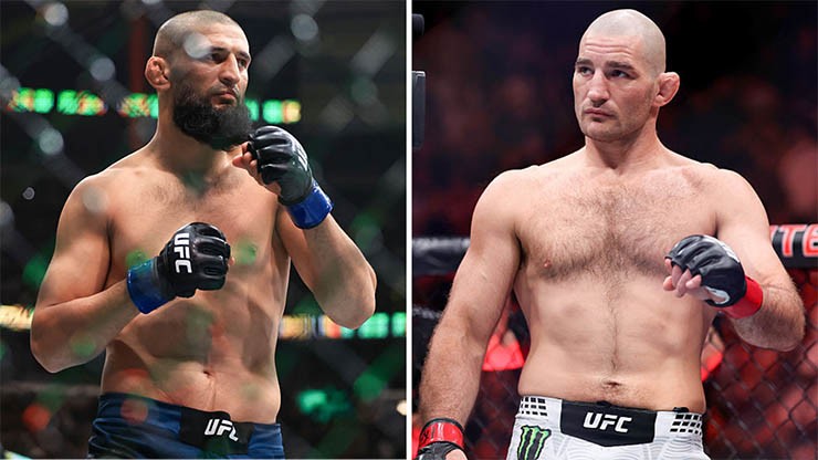 Khamzat Chimaev (bên trái) và Sean Strickland sẽ đối đầu ở UFC 328