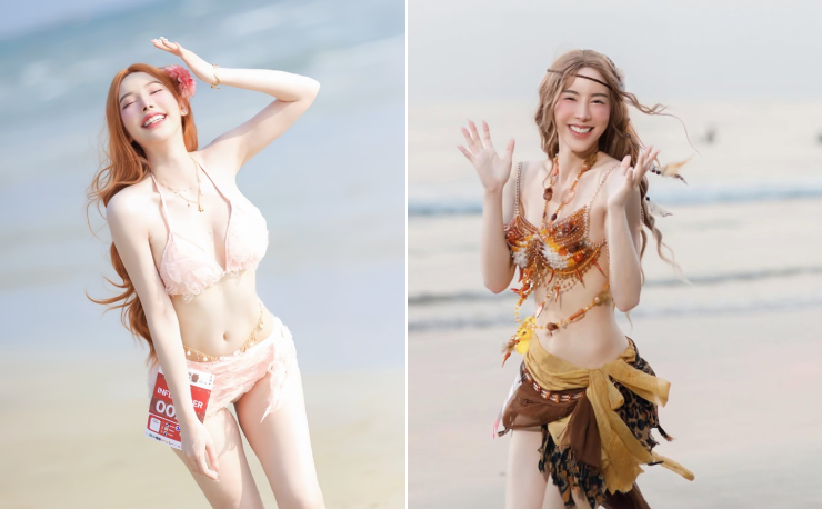 Trang phục của nữ y tá&nbsp;Kritiya Saensri (2026 bên trái, 2025 bên phải) vẫn được người hâm mộ đánh giá cao