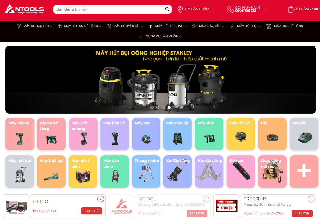 Danh mục sản phẩm của Dụng cụ Chính hãng An Tools