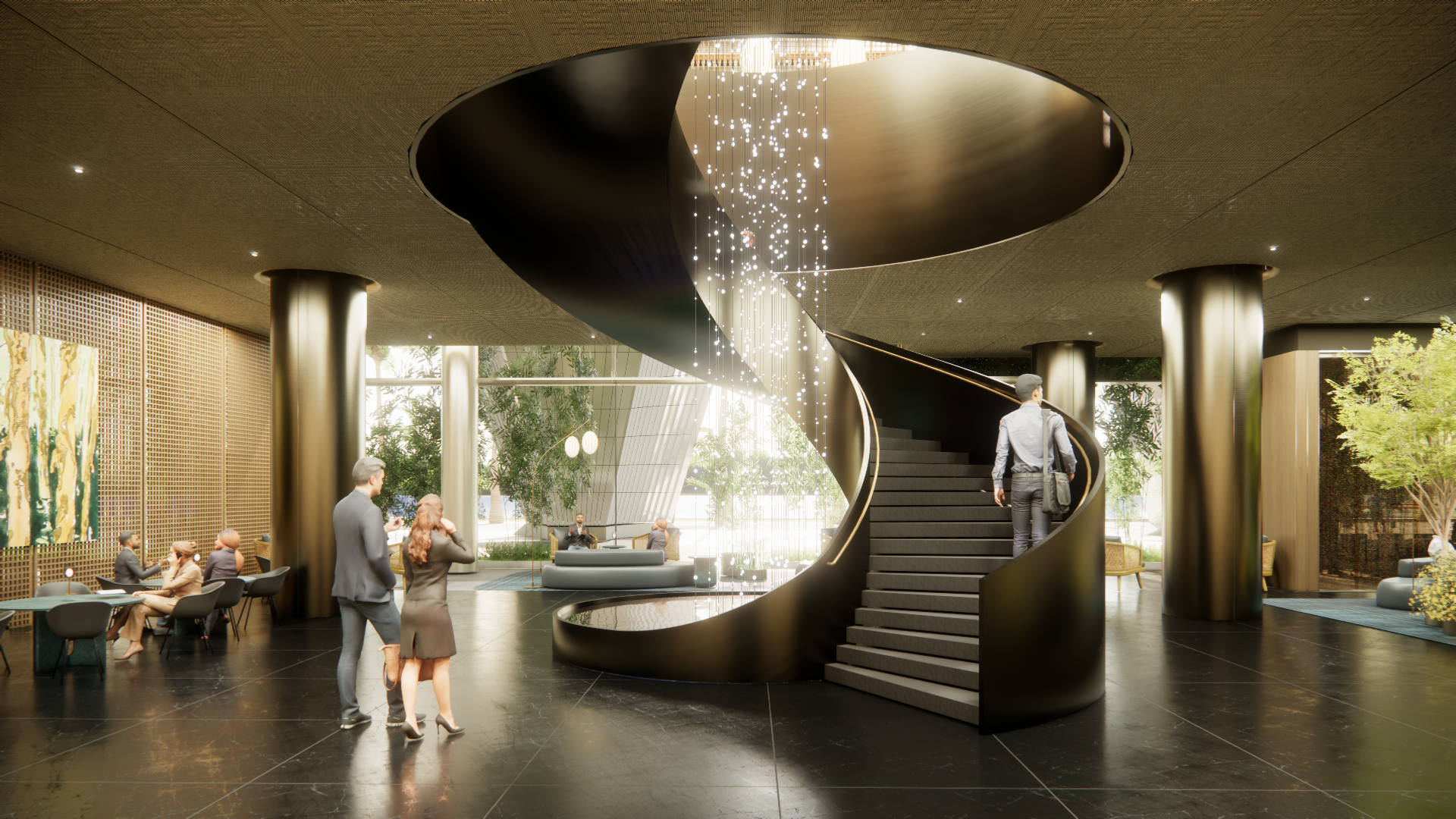 Thiết kế bên trong trung tâm Hội nghị APEC Phú Quốc. Sun Group hợp tác với những tên tuổi lớn trên thế giới để nâng tầm chất lượng cho các công trình trọng điểm phục vụ APEC 2027.