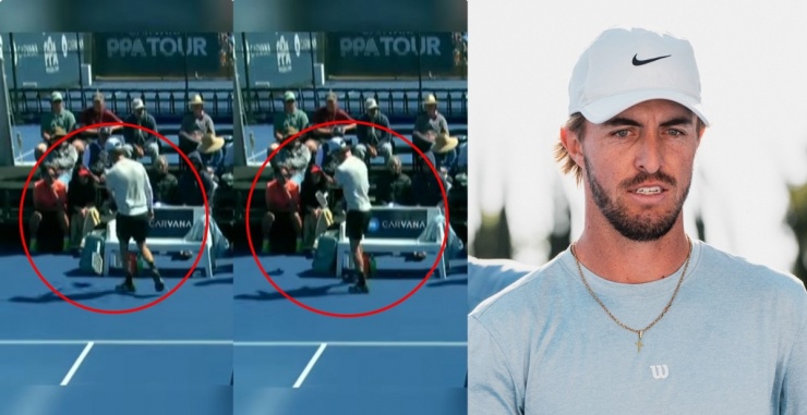 Hunter Johnson ném vợt trúng khán giả và bị xử thua ở tứ kết&nbsp;Sacramento Open