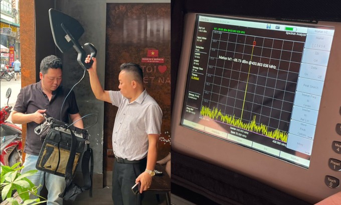 Quá trình kiểm tra để xác định vị trí nguồn phát tín hiệu gây nhiễu. Ảnh: Cục TSVTĐ