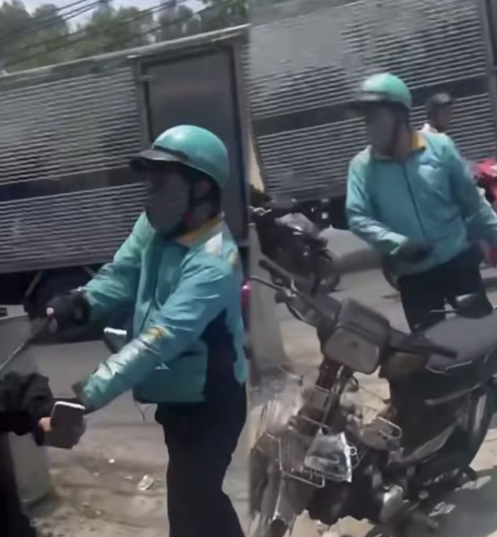 Xác minh clip tài xế mặc áo xe ôm công nghệ đánh người. (Ảnh chụp màn hình)