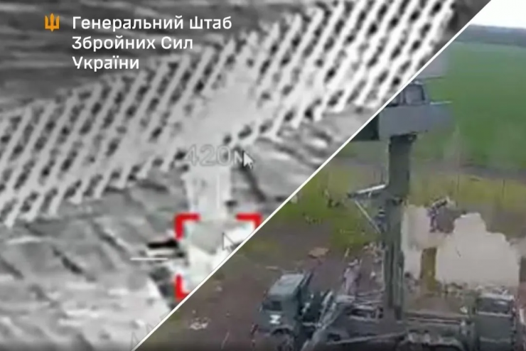 Lực lượng Ukraine tấn công các mục tiêu quân sự của Nga, bao gồm các hệ thống radar, sở chỉ huy và trung tâm hậu cần trên khắp các vùng lãnh thổ Moscow kiểm soát và bên trong lãnh thổ Nga.. Ảnh cắt từ video do Bộ Tổng tham mưu Lực lượng vũ trang Ukraine công bố.