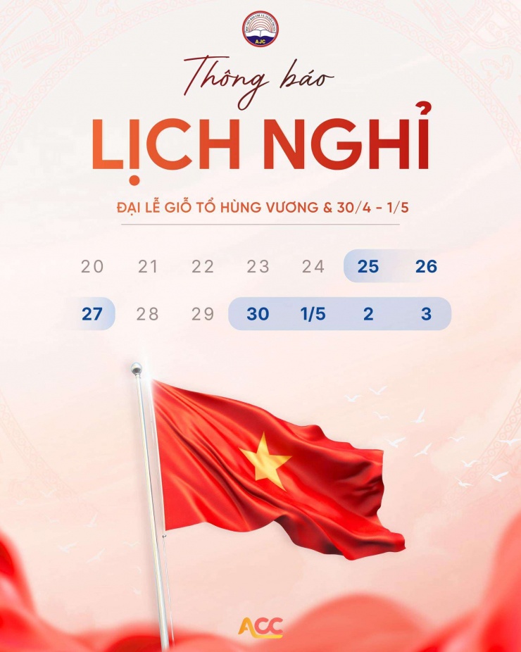 Lịch nghỉ lễ Giỗ Tổ Hùng Vương và 30/4-1/5 năm 2026 của sinh viên Trường Đại học Khoa học Tự nhiên, Đại học Quốc gia Hà Nội