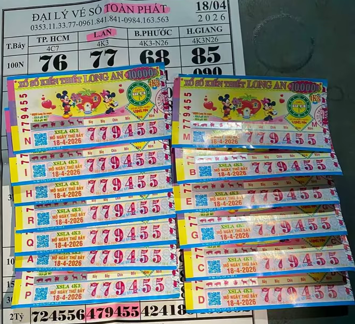 Giải an ủi của vé số Long An trúng tại tỉnh Đồng Tháp. Ảnh: ĐLVS Toàn Phát