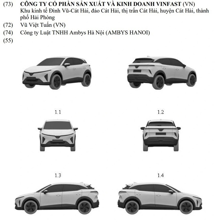 Hình ảnh tiết lộ kiểu dáng mẫu SUV được cho là của VF 6 thế hệ tiếp theo mà VinFast&nbsp;đăng ký bản quyền.