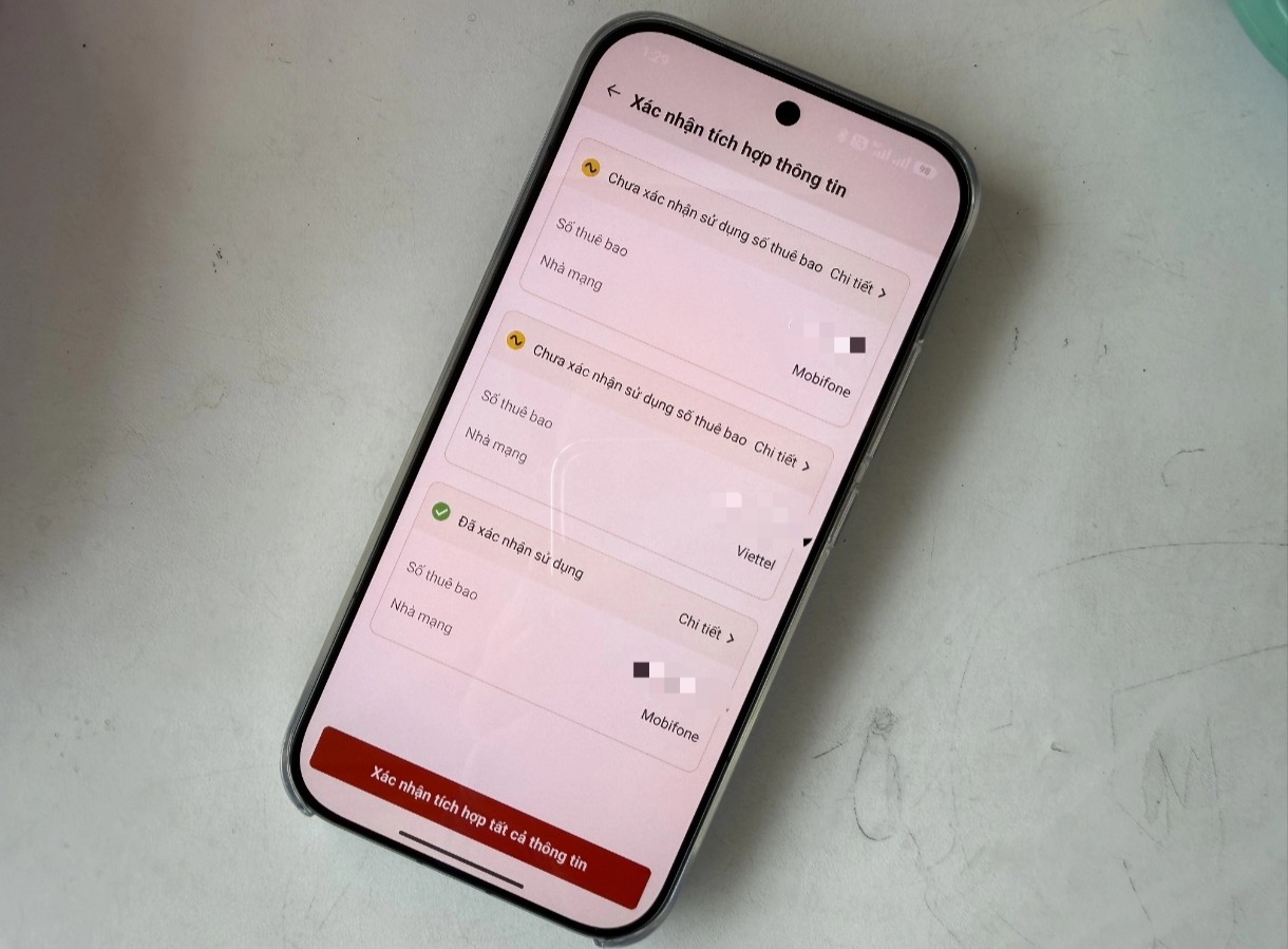 Số điện thoại dù đã chuẩn hóa vẫn cần xác nhận sử dụng trên VNeID.