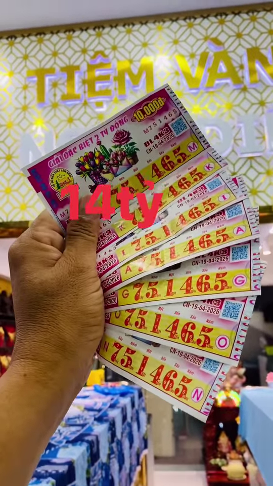 Giải độc đắc của vé số Đà Lạt trúng tại tỉnh Đồng Tháp. Ảnh: Tiệm vàng Ngọc Diện