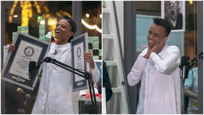 Hassan Suleiman Ahmed lập hai kỷ lục Guinness nhờ chiến dịch gây quỹ năm 2022. Ảnh: National