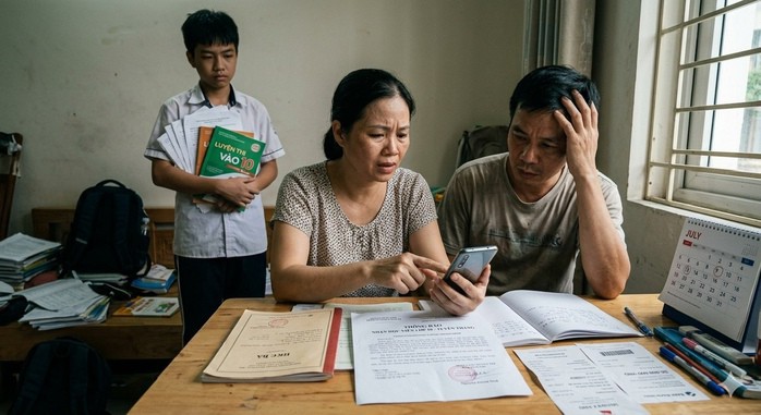 Nhiều chiêu trò lừa đảo nhắm tới phụ huynh học sinh trước kỳ tuyển sinh đầu cấp. Ảnh: Minh họa AI