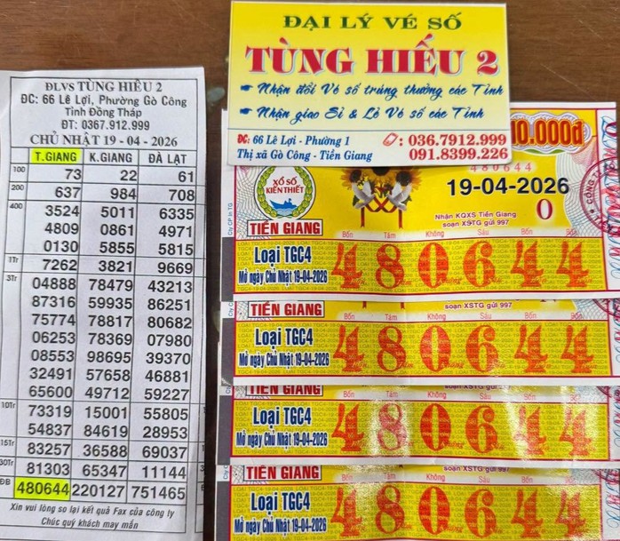 Giải độc đắc của vé số Tiền Giang trúng tại tỉnh Đồng Tháp