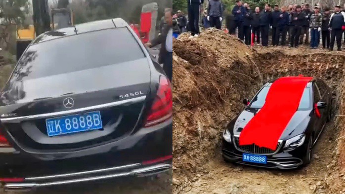 Chiếc xe Mercedes hơn 4 tỉ đồng với biển số "8888" được dùng làm đồ tuỳ táng.